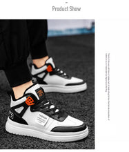 将图片加载到图库查看器,Elegant Sport Men's Sneaker Trend High Top Platform Shoes Spring Vulcanized Shoes Leather Casual Sport Fashion Flat Low Top Sneaker Lace-up Modern Design