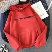 Load image into Gallery viewer, Elegant Spring Casual Treat People With Kindness Women/Men Vintage Casual Casual Hoodies with Pockets Letter Print Design and Cute Print Drawstring Hoodies For Men Women Comfortable Unisex Hoodies