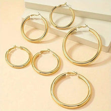 Load image into Gallery viewer, Elegant, Trendy and Shiny Gold Hoop Earrings