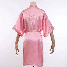 Load image into Gallery viewer, Elegant Wedding Bride Robe Lightweight Short Silk Sleepwear Women Indoor Bathrobes