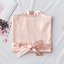 Load image into Gallery viewer, Elegant Wedding Bride Robe Lightweight Short Silk Sleepwear Women Indoor Bathrobes