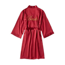 Load image into Gallery viewer, Elegant Wedding Bride Robe Lightweight Short Silk Sleepwear Women Indoor Bathrobes