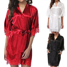 Load image into Gallery viewer, Elegant White Short Soft Women Bathrobes Vintage Design Sleepwear Lightweight Bridesmaid Robes Comfortable Ladies Bathrobe