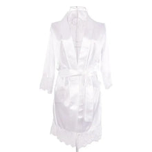 Load image into Gallery viewer, Elegant White Short Soft Women Bathrobes Vintage Design Sleepwear Lightweight Bridesmaid Robes Comfortable Ladies Bathrobe