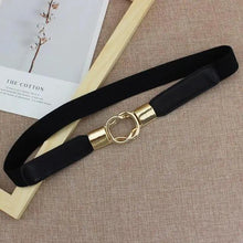 Load image into Gallery viewer, Elegant Wide Fabric Strap Silver Metal Buckle Belts For Women Trendy Women's Fashion Stretchable Classic Color Belts