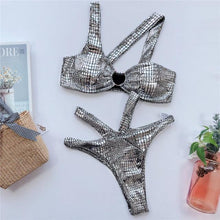 将图片加载到图库查看器,Elegant Women Bandage Swimwear Women Snake Bikini Swimsuit Female Gold Bikini Set Bathing Suit Swim Wear Women Shiny Bikini String Two Pieces Swimsuit Female Swimwear