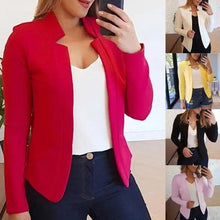 Load image into Gallery viewer, Elegant Women Blazer Thin Long Sleeve Blazer Solid Color Office Lady Suit Coat Fashionable Women Basic Coats