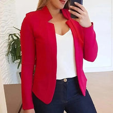 Load image into Gallery viewer, Elegant Women Blazer Thin Long Sleeve Blazer Solid Color Office Lady Suit Coat Fashionable Women Basic Coats