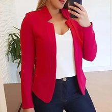 Load image into Gallery viewer, Elegant Women Blazer Thin Long Sleeve Blazer Solid Color Office Lady Suit Coat Fashionable Women Basic Coats