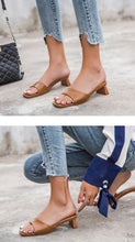 Load image into Gallery viewer, Elegant Women Slippers Summer Outdoor Beach Flip Flop Open Toe Flat Casual Low Heel Sandal Square Open Toe Heeled Sandals Beach Charming Sandals