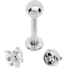 Load image into Gallery viewer, Clear CZ Heart Internally Threaded Labret Set of 3 Ends