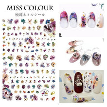 Load image into Gallery viewer, Embossed 3D Nail Stickers Blooming Flower 3D Nail Art Stickers Decals Adhesive Manicure Nail Art Tips Decoration Adhesive Abstract Face Curve Graffiti Nail Design for Acrylic Nail Supplies Designer Nail Decorations for Women Girls Kids