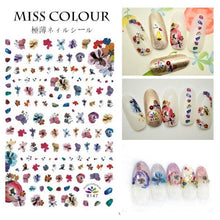 Load image into Gallery viewer, Embossed 3D Nail Stickers Blooming Flower 3D Nail Art Stickers Decals Adhesive Manicure Nail Art Tips Decoration Adhesive Abstract Face Curve Graffiti Nail Design for Acrylic Nail Supplies Designer Nail Decorations for Women Girls Kids