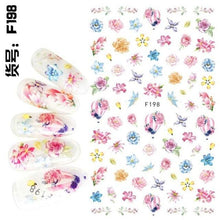 Load image into Gallery viewer, Embossed 3D Nail Stickers Blooming Flower 3D Nail Art Stickers Decals Adhesive Manicure Nail Art Tips Decoration Adhesive Abstract Face Curve Graffiti Nail Design for Acrylic Nail Supplies Designer Nail Decorations for Women Girls Kids