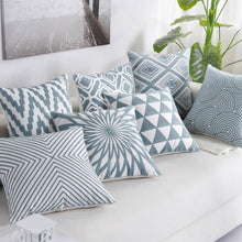 将图片加载到图库查看器,Embroidered Geometric Pillow Cover 100% Cotton Woolen Cushion Cover Modern Nordic Style Pink Blue Pillow Cover For Home Decor Embroidery Cushion Cover Decorative Throw Pillow Cover Geometric Invisible Pillow Cover for Living Room 45X45CM