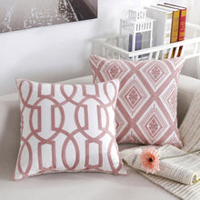将图片加载到图库查看器,Embroidered Geometric Pillow Cover 100% Cotton Woolen Cushion Cover Modern Nordic Style Pink Blue Pillow Cover For Home Decor Embroidery Cushion Cover Decorative Throw Pillow Cover Geometric Invisible Pillow Cover for Living Room 45X45CM