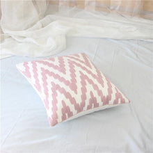 将图片加载到图库查看器,Embroidered Geometric Pillow Cover 100% Cotton Woolen Cushion Cover Modern Nordic Style Pink Blue Pillow Cover For Home Decor Embroidery Cushion Cover Decorative Throw Pillow Cover Geometric Invisible Pillow Cover for Living Room 45X45CM
