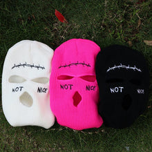 Load image into Gallery viewer, Embroidery Three-hole Balaclava Knit Hat Army Tactical CS Winter Ski Riding Mask Beanie Prom Party Mask Warm Mask Three 3 Hole Balaclava Knit Hat Ski Mask 3-Hole Knit Hat Full Face Cover Balaclava Hats Funny Party Embroidery Beanies Caps
