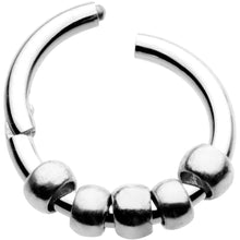 Load image into Gallery viewer, 5/16 Silver Tone Classic Bead Hinged Segment Ring Circular Barbell