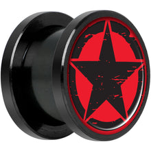 将图片加载到图库查看器,Black Red Distressed Star Black Anodized Screw Fit Plug Set 1/2