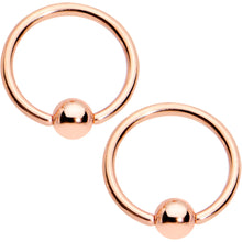 Load image into Gallery viewer, 14G Clear CZ Gem Rose Gold Tone BCR Ring Barbell Nipple Ring Set
