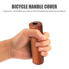 将图片加载到图库查看器,Ergonomic Bike Handle Grips PU Leather Soft Rubber Bicycle Mountain Bike Anti-Slip Handlebar Grips Retro Artificial Leather Handle Grips Cycling Anti Slip Road Mountain Comfortable Bike Handlebar Grips