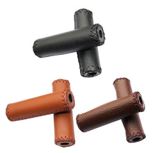 将图片加载到图库查看器,Ergonomic Bike Handle Grips PU Leather Soft Rubber Bicycle Mountain Bike Anti-Slip Handlebar Grips Retro Artificial Leather Handle Grips Cycling Anti Slip Road Mountain Comfortable Bike Handlebar Grips