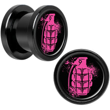 Load image into Gallery viewer, Pink Grenade Black Anodized Screw Fit Plug Set 00G