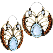 Load image into Gallery viewer, Blue Gem Brown Orb Southwest Debutante Tunnel Plug Earrings