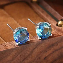 Load image into Gallery viewer, European and American Style Copper Earrings with Blue Zirconium