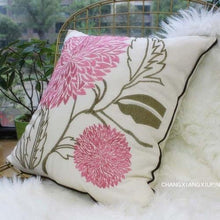 Load image into Gallery viewer, European Floral Cushion Cover Cotton Pillowcases Yellow Botanical Flowers and Green Leaves Floral Garden Pattern Printed Cushion Home Decor Rectangle Pillow Cover