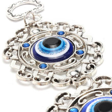 Load image into Gallery viewer, Evil Eye Wind Chimes Home Wall Hanging Decor Blue Evil Eye Wall Hanging Ornament With Round Eye Design Metal Home Decor Protection And Good Luck Charm Gift Blessing Protection Gift Dream Catcher Blue Rhinestone Wind Chimes