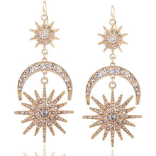 将图片加载到图库查看器,Exaggerated Luxury Sun Moon Stars Drop Earrings