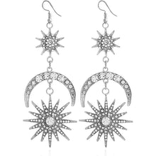 将图片加载到图库查看器,Exaggerated Luxury Sun Moon Stars Drop Earrings