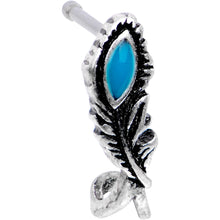 Load image into Gallery viewer, Soutwestern Blue Fashion Feather Faux Hoop Nose Bone