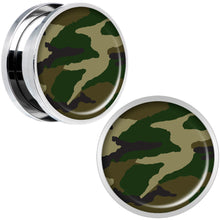 Load image into Gallery viewer, Woodland Camo Print Steel Screw Fit Plug Set 18mm