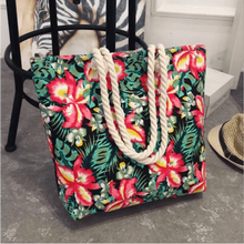Load image into Gallery viewer, Eye-Catching Fashionable Folding Women Big Size Handbag Ladies Casual Flower Printing Canvas Graffiti Shoulder Bag