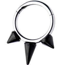 将图片加载到图库查看器,16G 5/16 Black Spike Punk Hinged Segment Ring