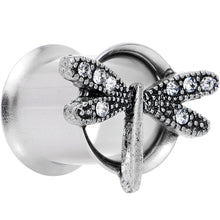 Load image into Gallery viewer, 00G Clear Gem Steel Hi Sky Dragonfly Double Flare Tunnel Plug Set