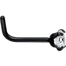 Load image into Gallery viewer, 20G 1/4 Clear 3mm CZ Gem Black IP L-Shape Nose Ring
