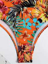 将图片加载到图库查看器,Bikini Tangerine Red Tropical Floral High Waist 2 Piece Swimsuit for Women – Stretchy Off the Shoulder Lace Up Bikini Set with Tummy Control and Customized Fit – Vibrant Summer Beachwear for Vacation Poolside and Resort Looks