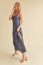 Load image into Gallery viewer, Ruched Side Slit Cutout Back Maxi Cami Dress –Elegant, Sophisticated & Alluring with Side Slit, Ruched Detailing & Daring Cutout Back Design for Special Occasions