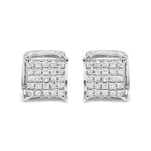 将图片加载到图库查看器,10K White Gold 1/2 Cttw Princess Cut Diamond Square Shaped Multi Stone Stud Earrings (H-I Color, SI1-SI2 Clarity)