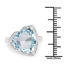 Load image into Gallery viewer, 8.30 Carat Genuine Blue Topaz & White Diamond .925 Sterling Silver Ring