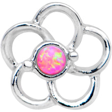 Load image into Gallery viewer, 5/16 Pink Faux Opal Internally Threaded Hollow Flower Labret Monroe