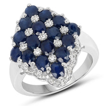Load image into Gallery viewer, 3.48 Carat Genuine Blue Sapphire and White Zircon .925 Sterling Silver Ring