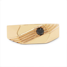 Load image into Gallery viewer, 14K Yellow Gold Plated 0.12 Carat Genuine Black Diamond .925 Sterling Silver Ring