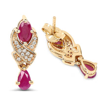 Load image into Gallery viewer, 1.12 Carat Genuine Ruby and White Diamond 14K Yellow Gold Earrings