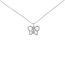 Load image into Gallery viewer, .925 Sterling Silver 1/4 cttw Prong-Set Diamond Butterfly 18" Pendant Necklace (H-I Color, I1-I2 Clarity)