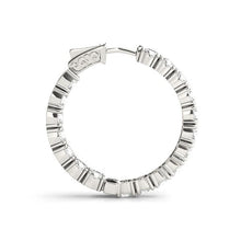 Load image into Gallery viewer, 14k White Gold Two Sided Prong Set Diamond Hoop Earrings (3 1/2 cttw)
